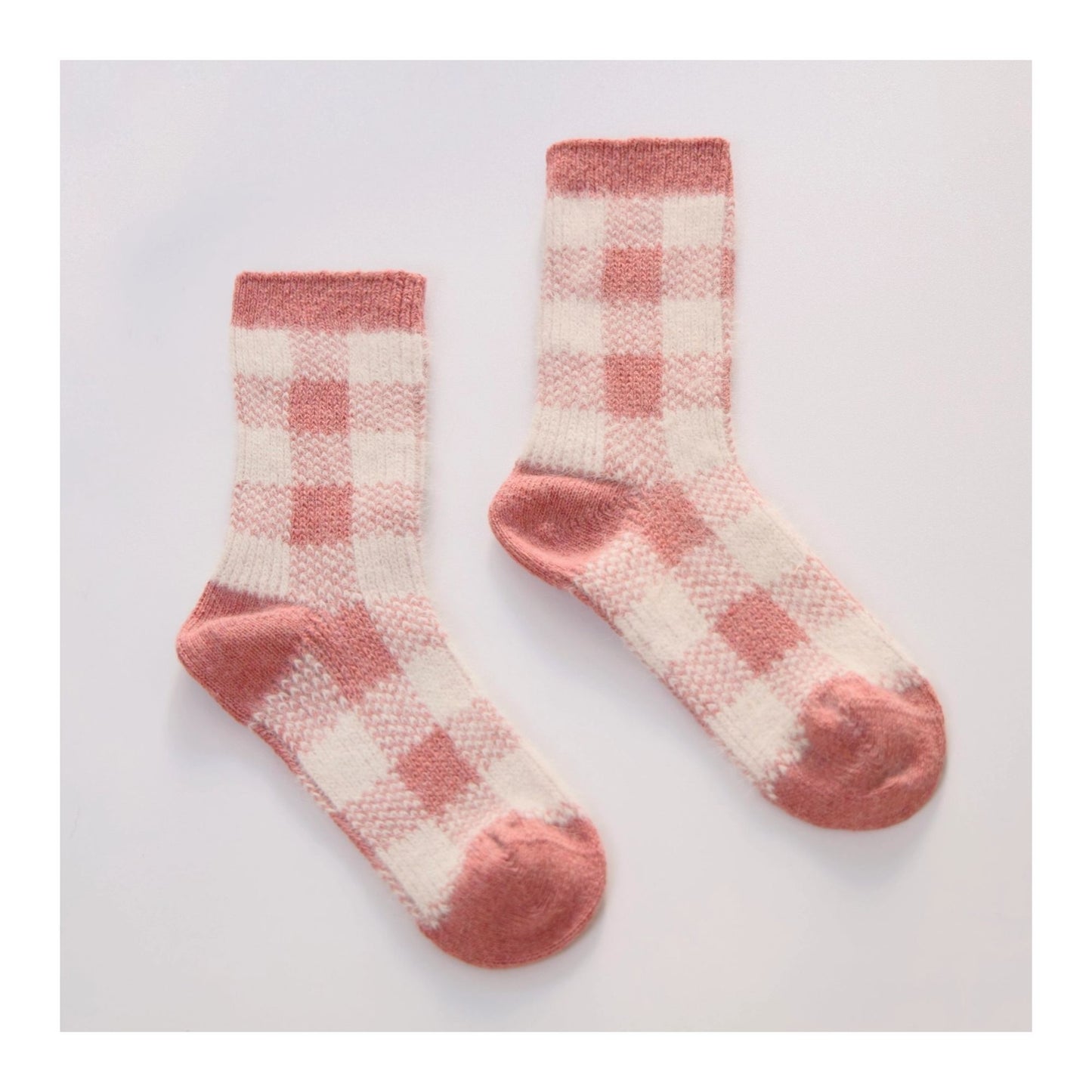 Pink Plaid Wool Blend Socks