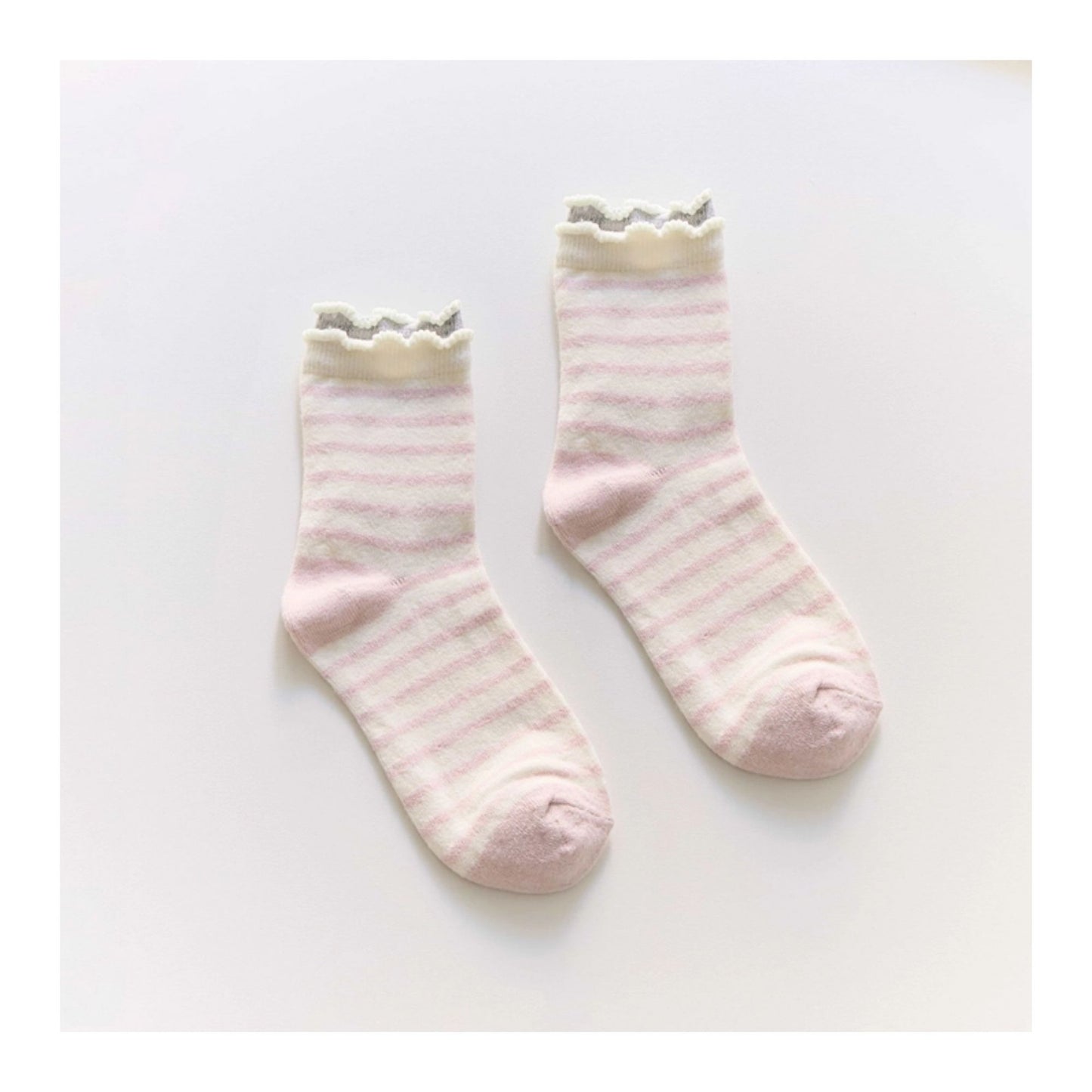 Pink Ruffle Stripe Socks