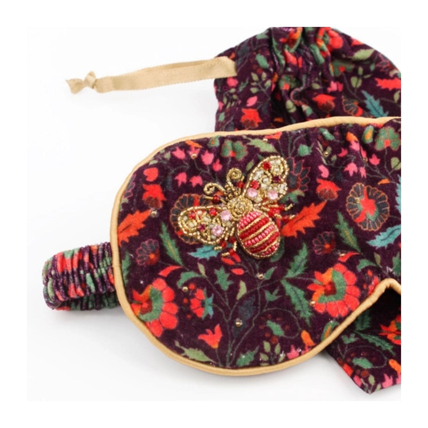 Pink and Gold Bee Patterned Sleep Mask