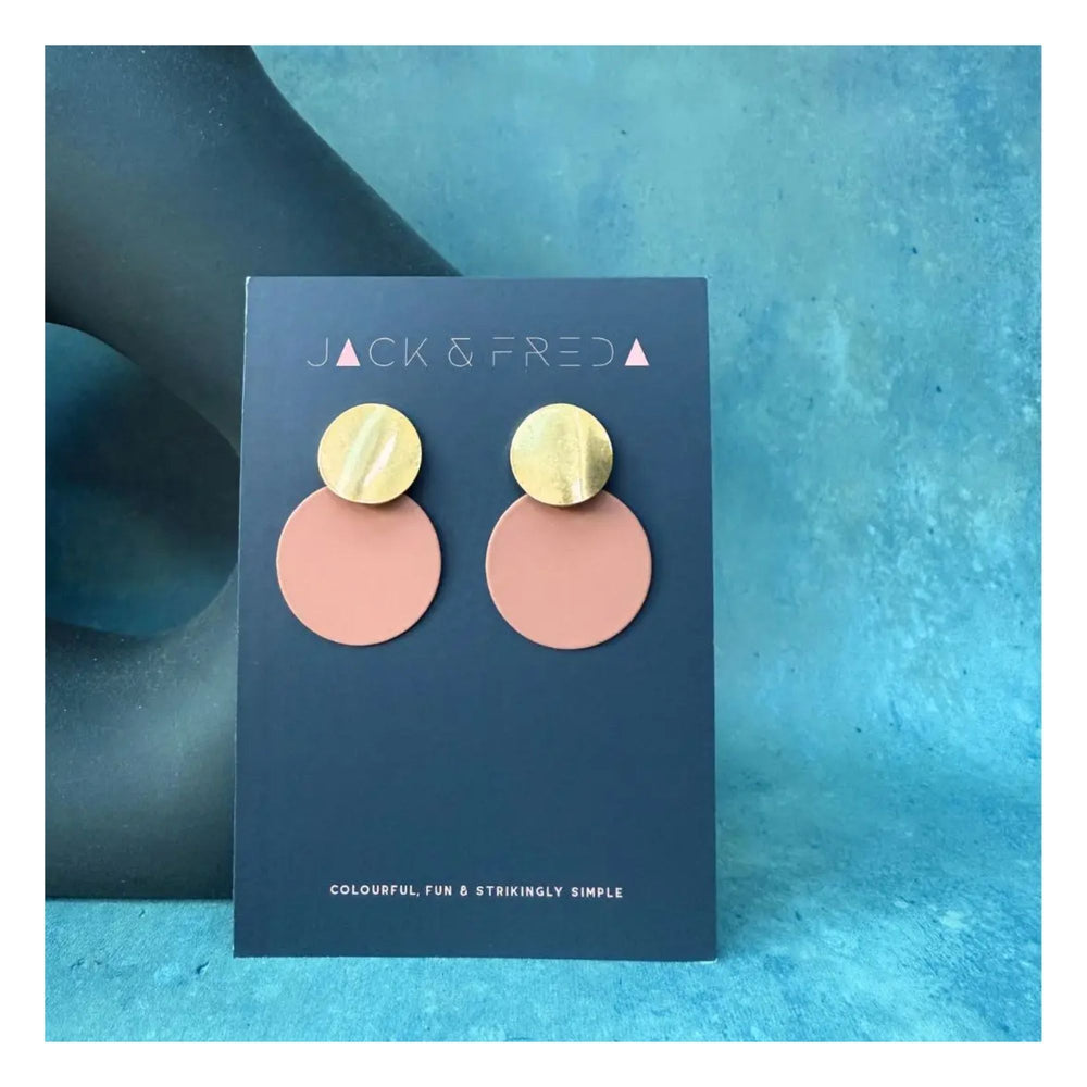 Plaster Pink & Gold Disc Earrings