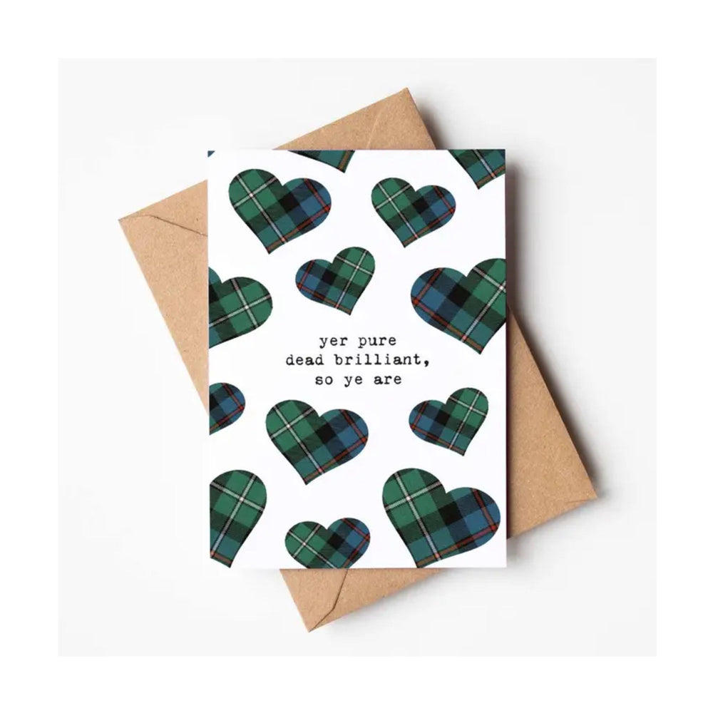 Pure Dead Brilliant Tartan Patter Card