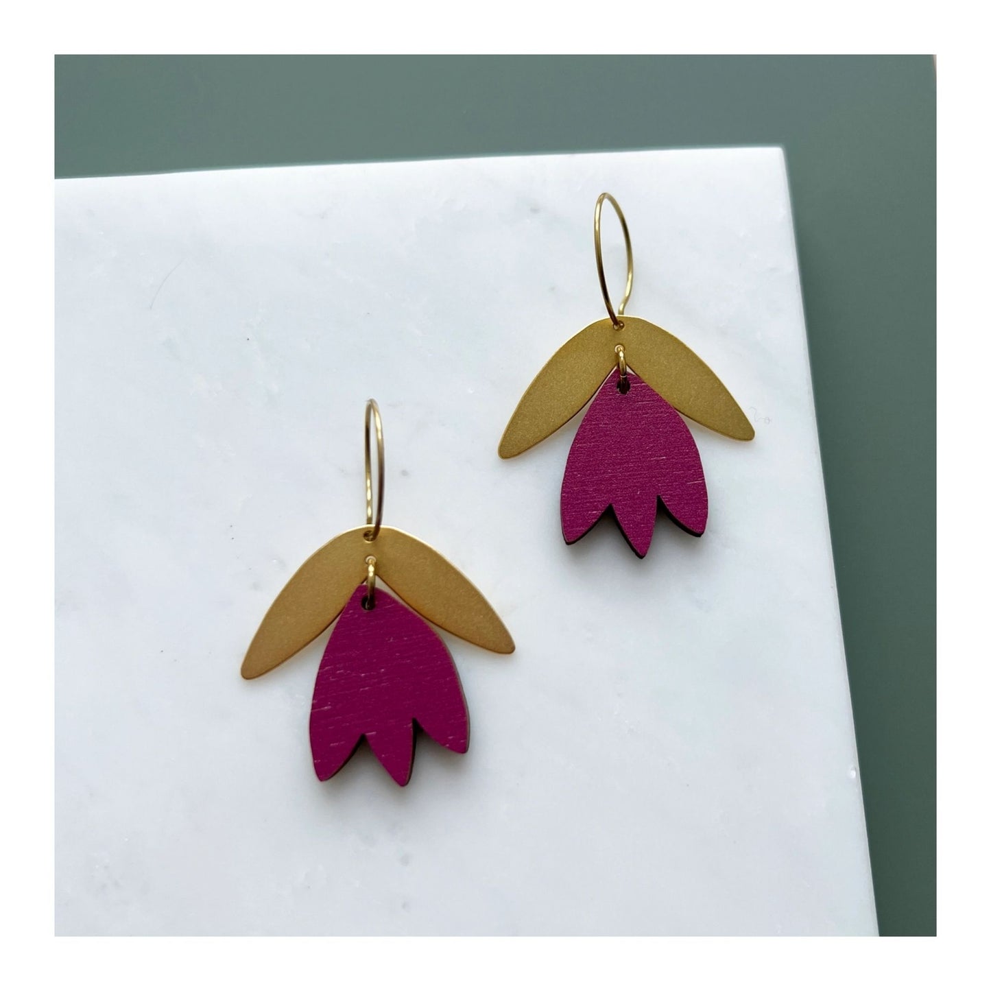 Raspberry Tulip Hoop Earrings