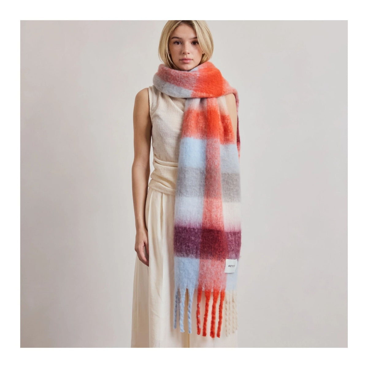 Red Blue Check Reykjavik Scarf