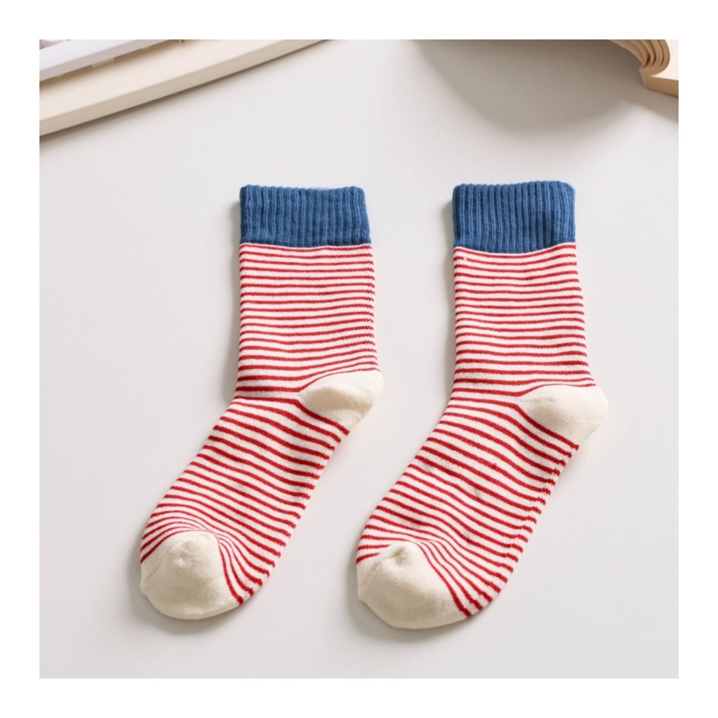 Red Striped Cotton Socks