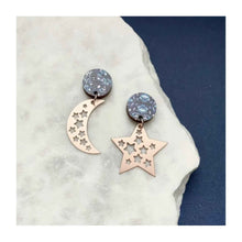  Rose Gold Moon & Star Earrings