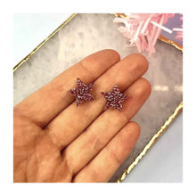  Rose Pink Glitter Star Studs
