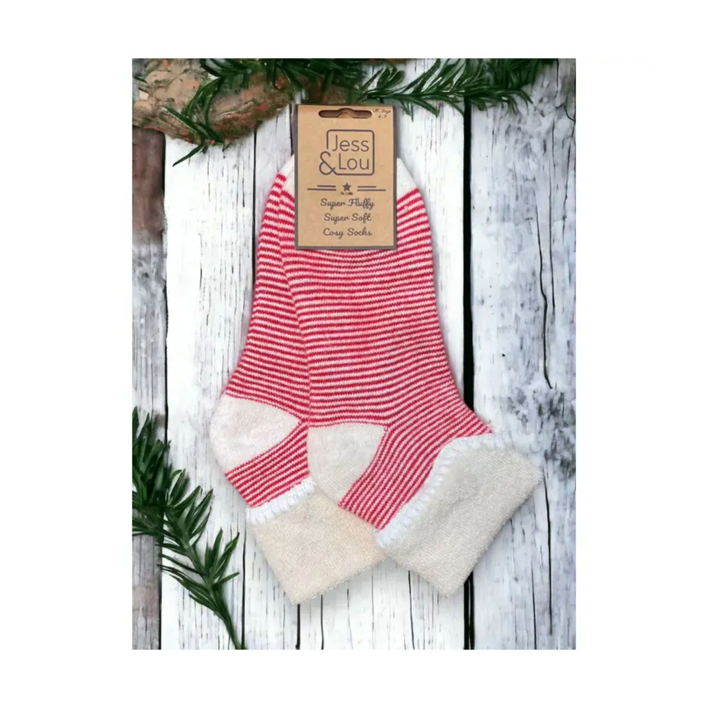 Rosey Thin-Striped Cuffed Socks