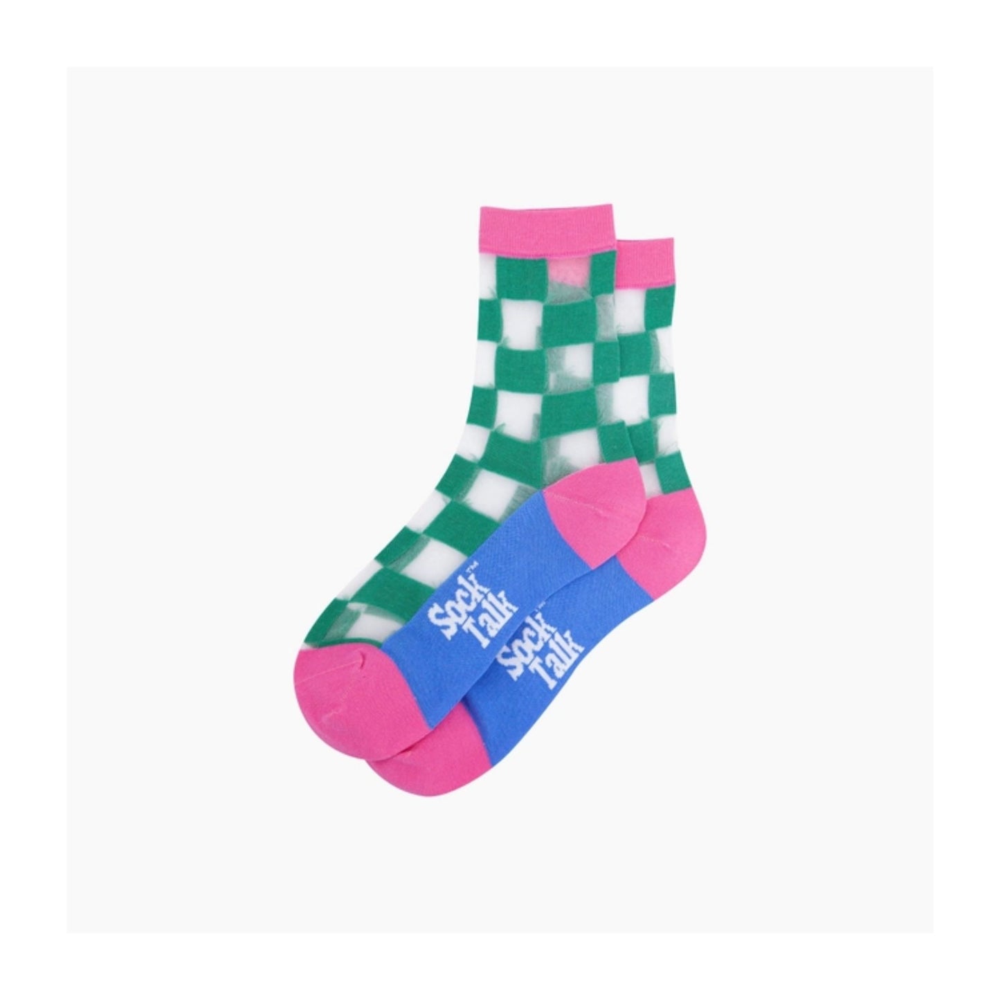 Mint Green Checkerboard Sheer Socks