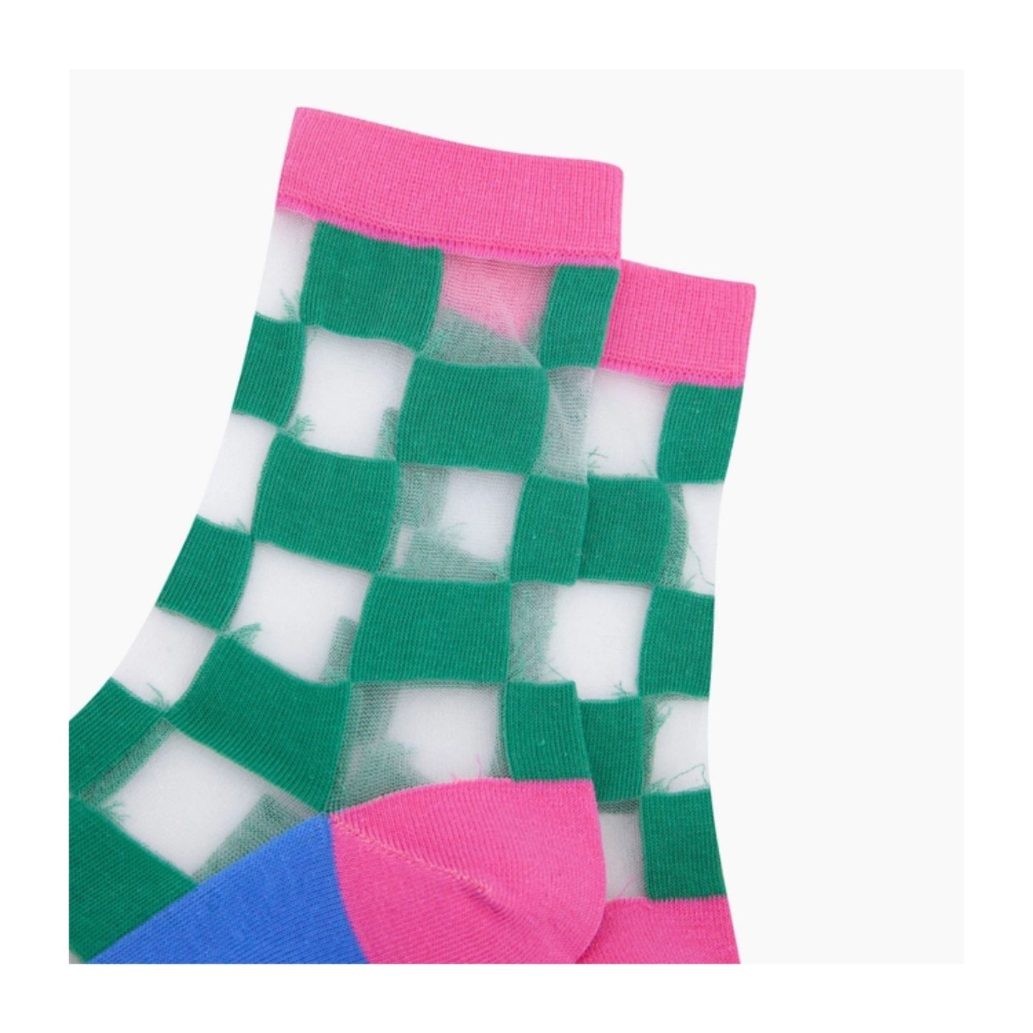 Mint Green Checkerboard Sheer Socks