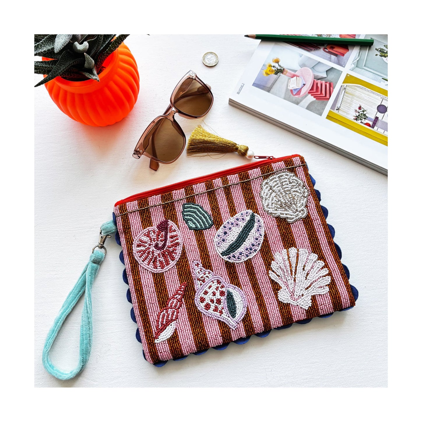 Shells Beaded Clutch