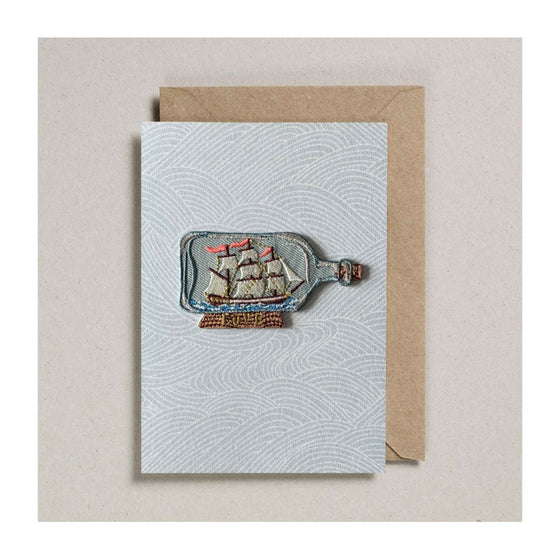 Ship In A Bottle Love Card - Iron on Patch