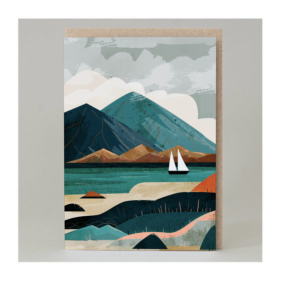 'Ship Blue Mountain Landscape' Card
