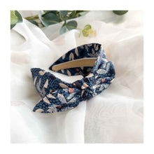  Navy Floral Side Bow Headband