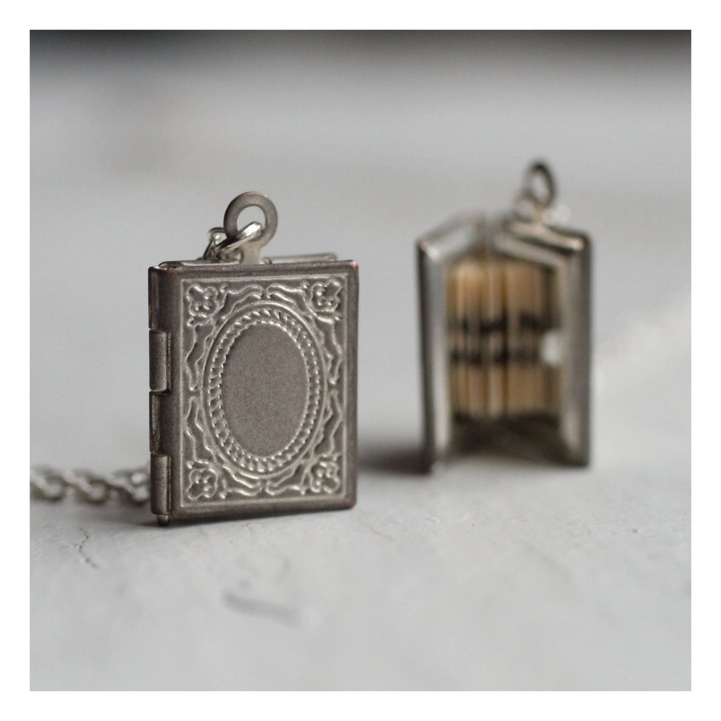 Silver Book Locket
