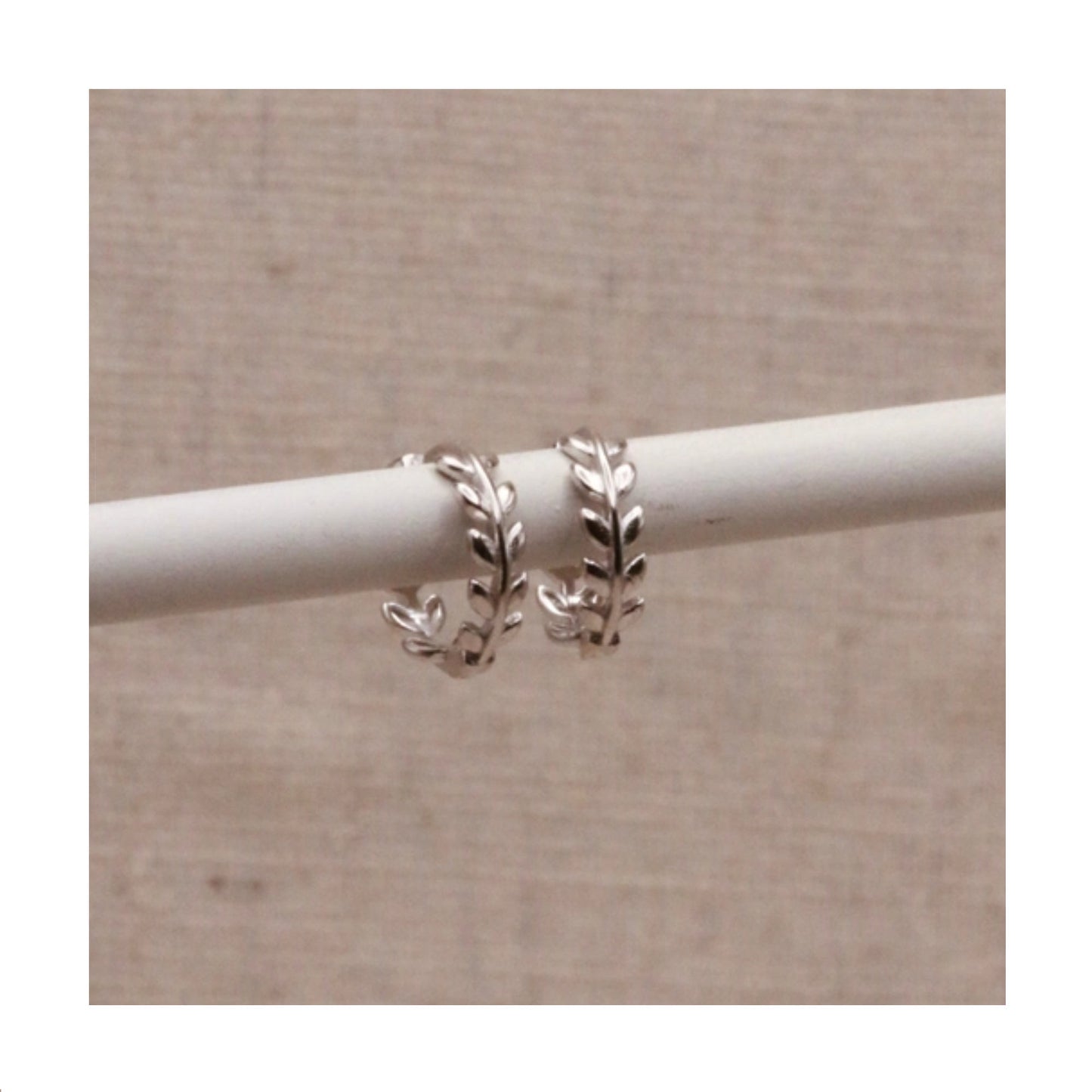 Silver Leaf Hoop Earrings