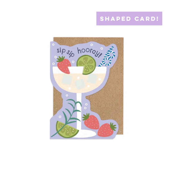 Sip Sip Hooray Cocktail Shaped Greeting Card