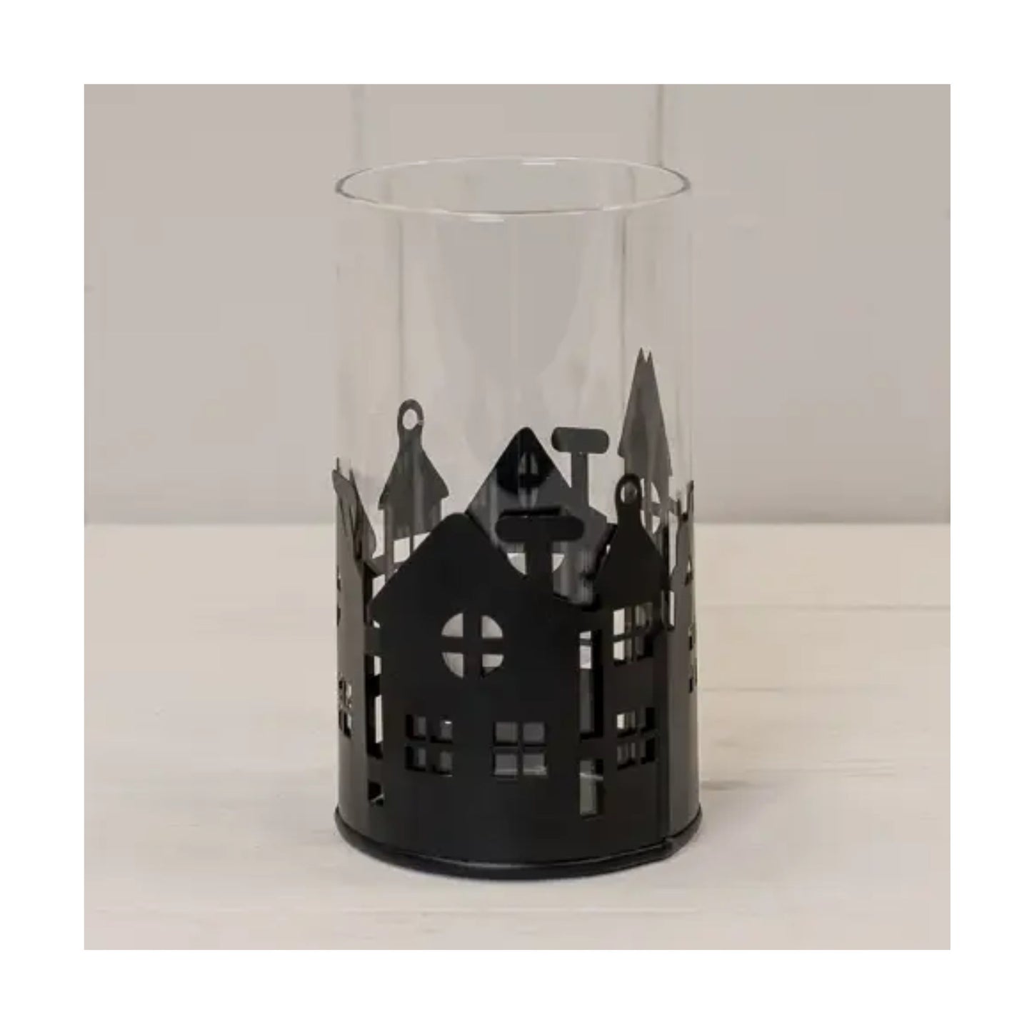Metal House Scene Candle Holder