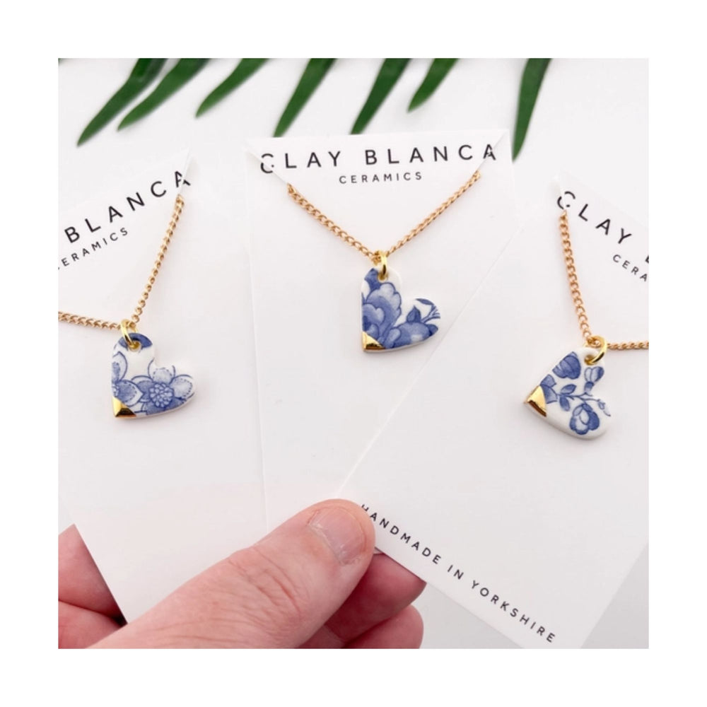 Small Blue Heart China Necklace
