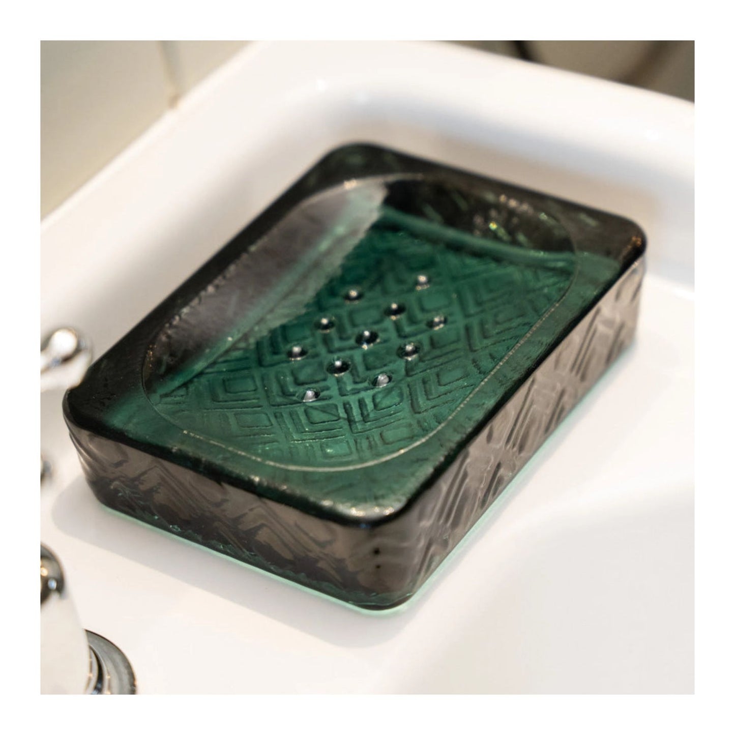 Prussian Recycled Glass Soap Dish