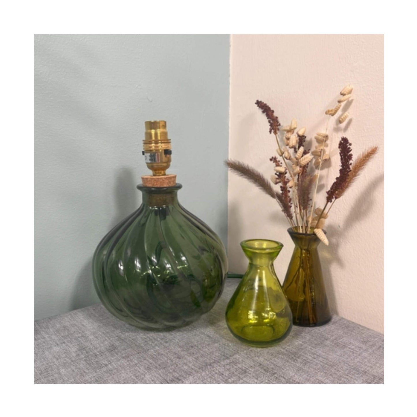 Green Spiral Small Glass Table Lamp