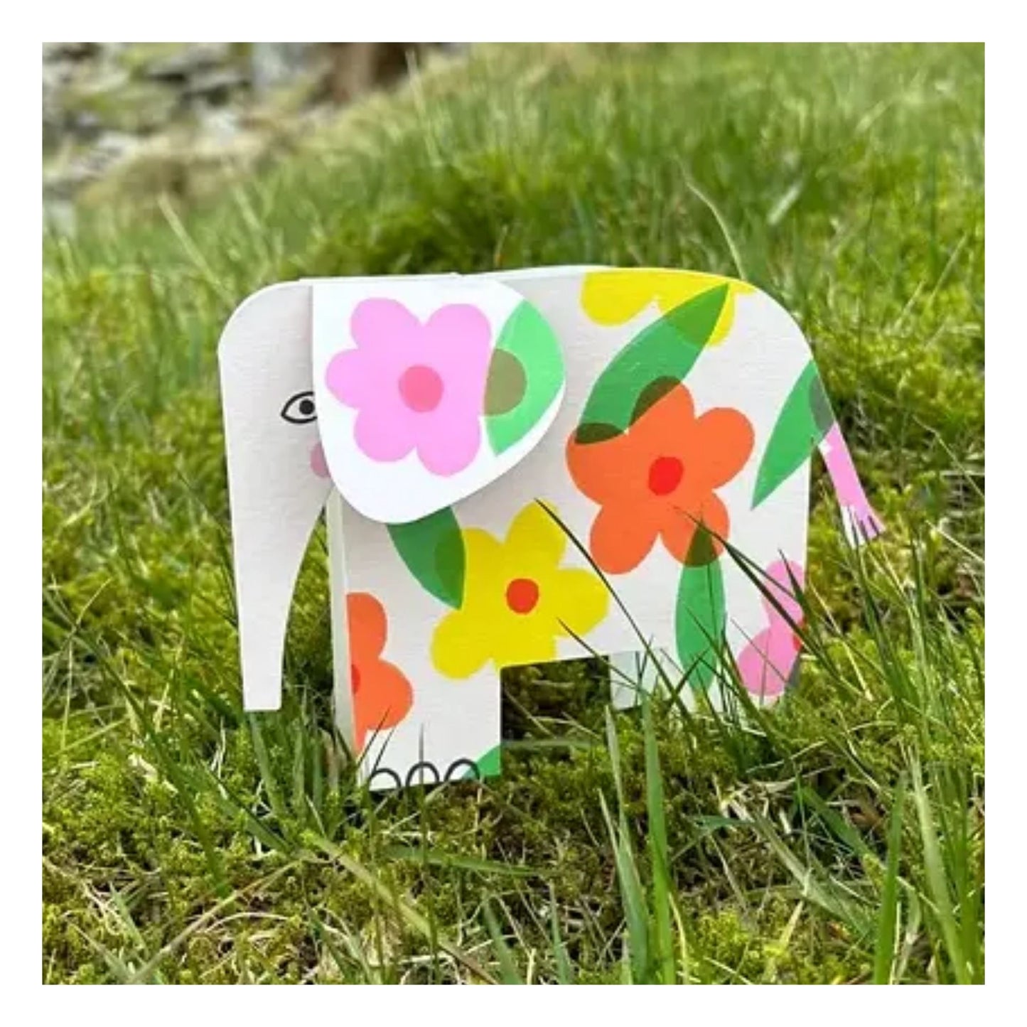 Standing Floral Elephant 3D Card