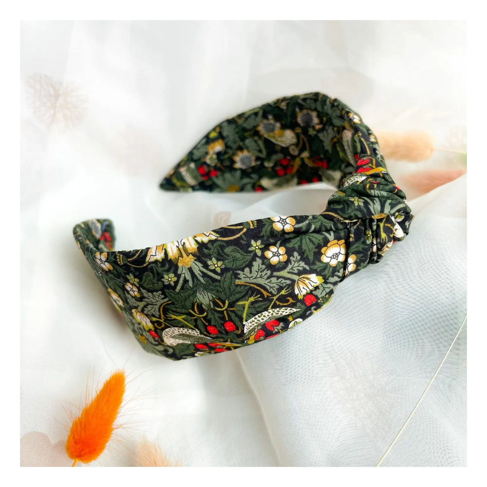 Green Strawberry Thief Headband