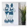Swim Friends Handmade Linocut Print
