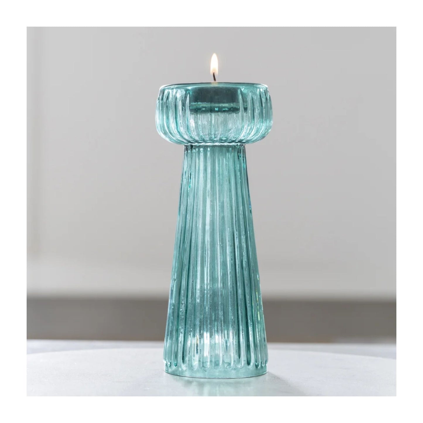 Tall Smokey Green Glass T-light Holder
