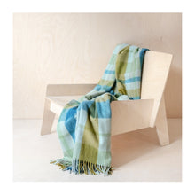  Teal Patchwork Check Recycled Wool Knee Blanket