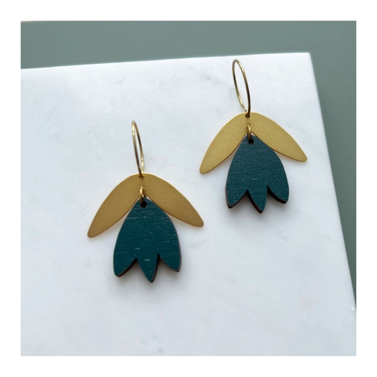 Teal Tulip Hoop Earrings