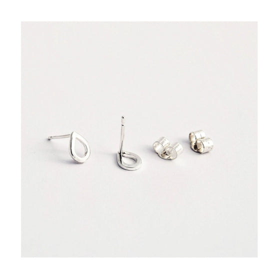 Teardrop studs from MUKA Jewellery. Made from recycled sterling silver.