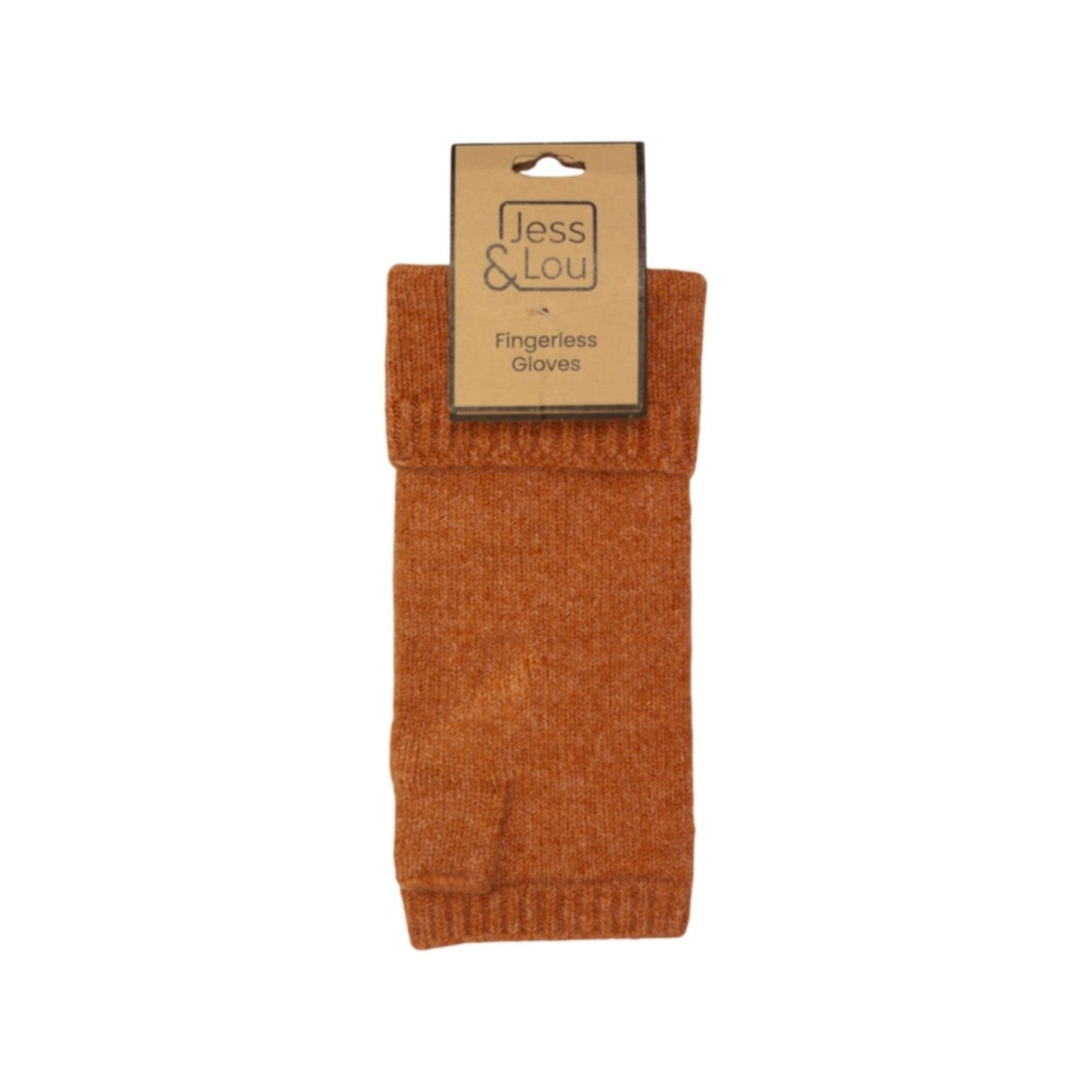 Terracotta Double Cuff Fingerless Gloves