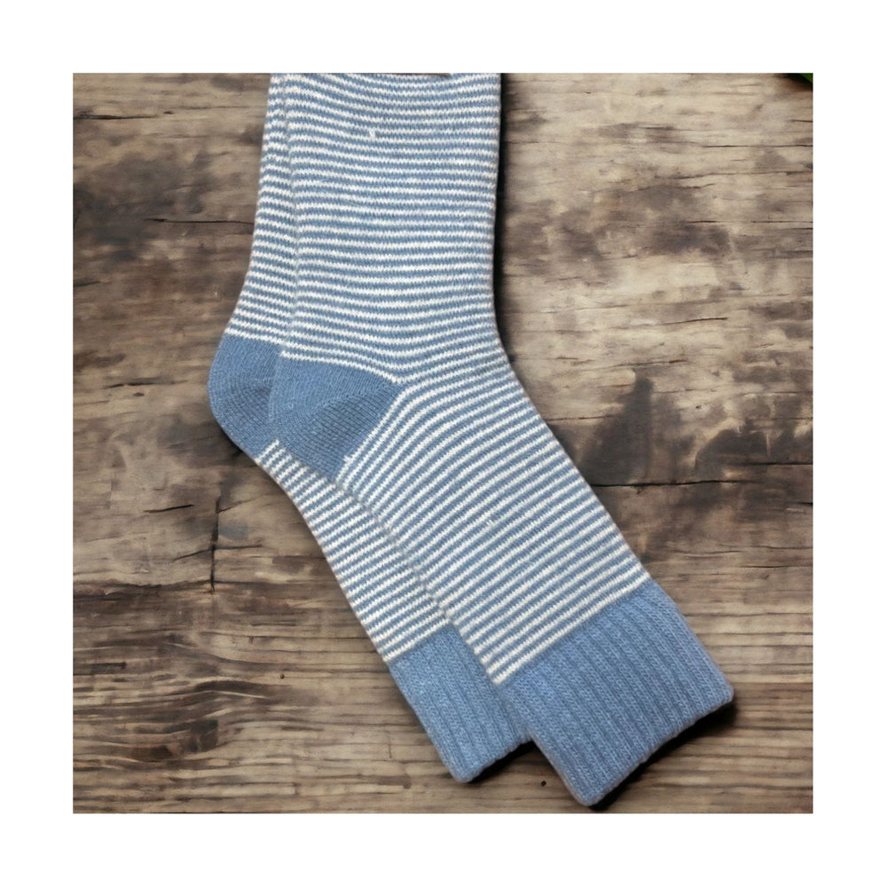 Cornflower Blue Stripe Ribbed Socks