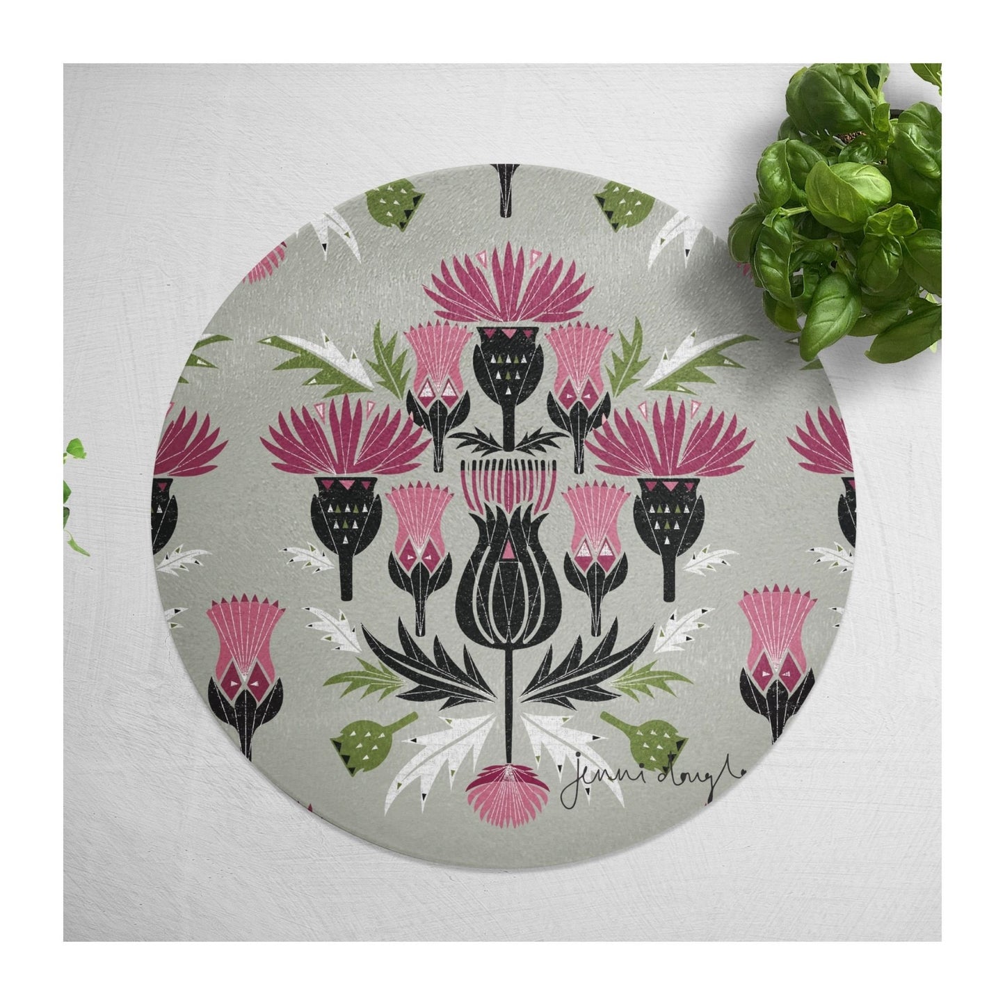 Thistles Glass Trivet