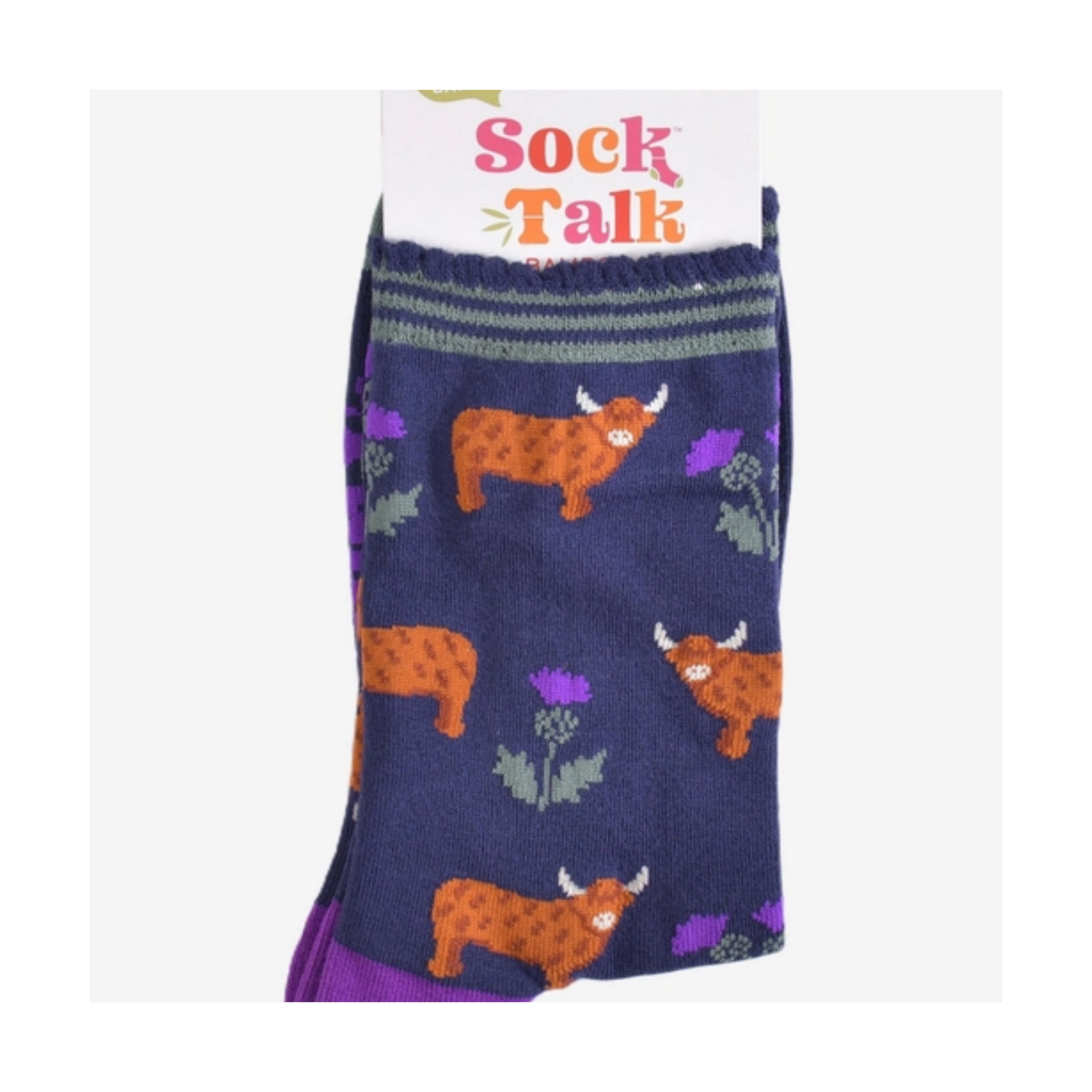Highland Cow Thistles Womens Bamboo Socks