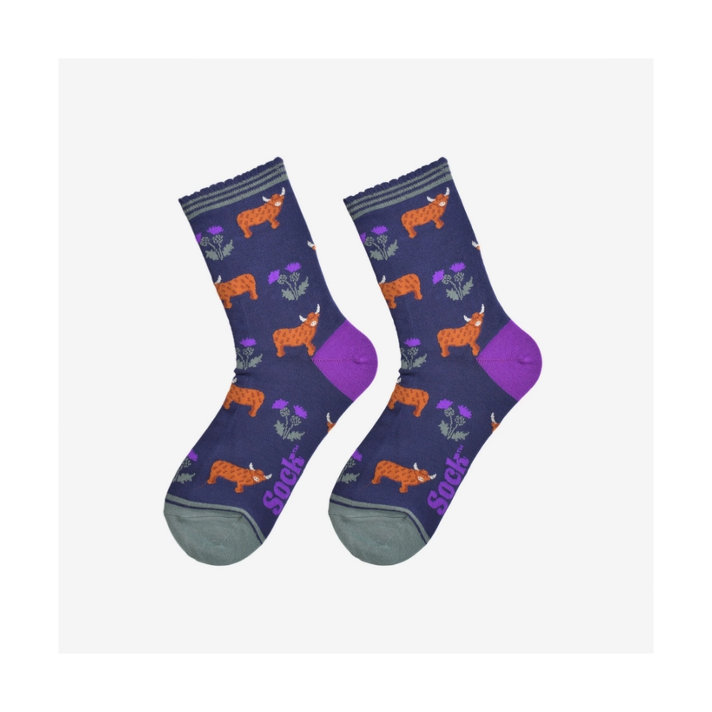Highland Cow Thistles Womens Bamboo Socks