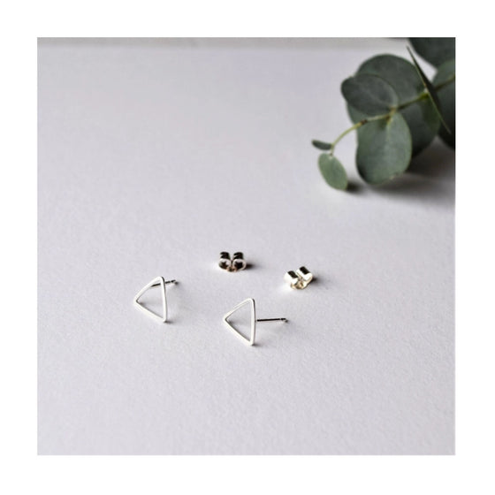 Open Triangle Studs from MUKA Jewellery. Made from recycled sterling silver.