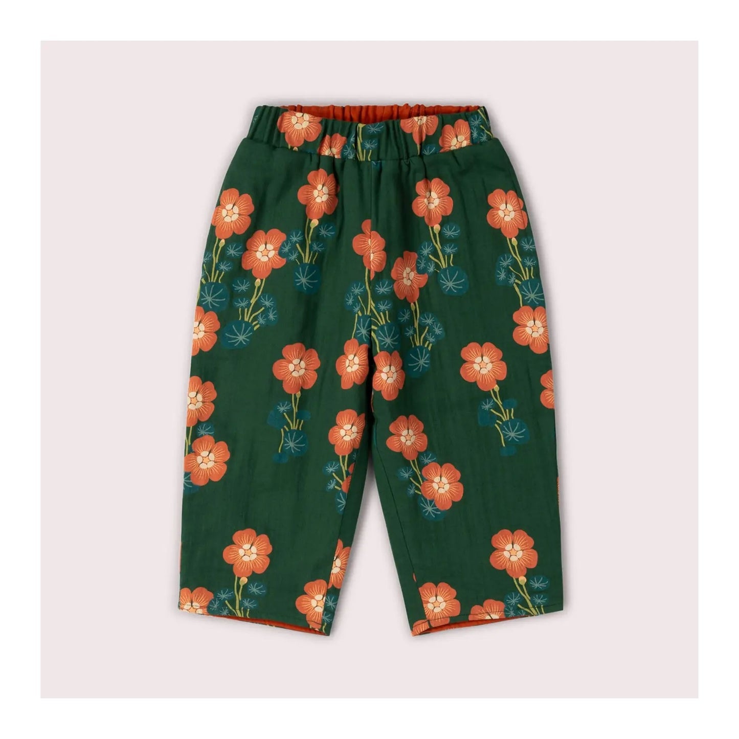 Orange Blooms Reversible Pull On Trousers