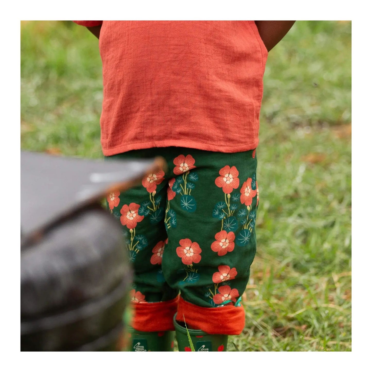 Orange Blooms Reversible Pull On Trousers