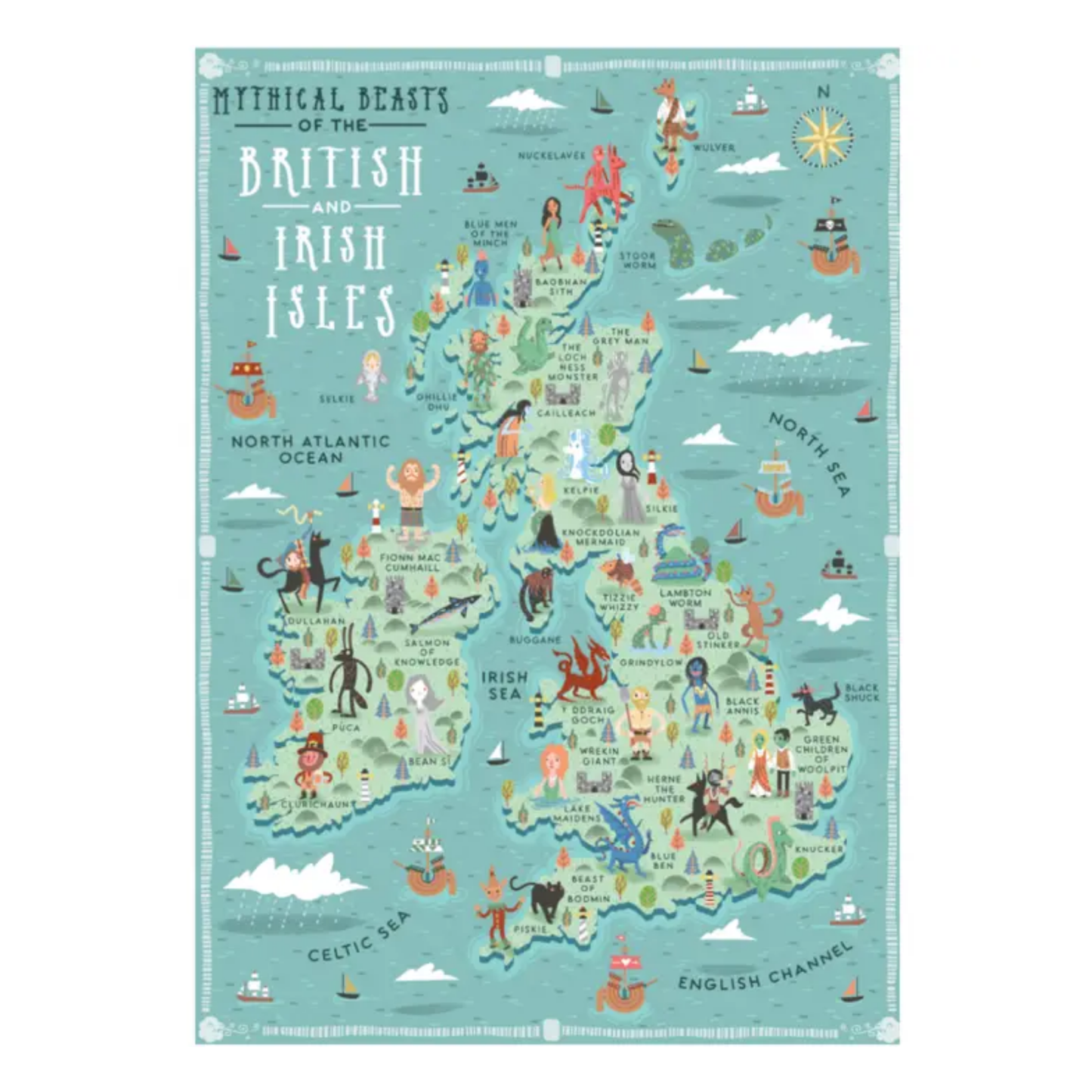 Mythical Beasts of the British and Irish Isles A3 Art Print