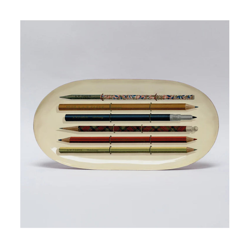 Vintage Pencils Oval Enamel Tray