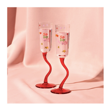  Set of 2 Wavy Stem Flute Glasses