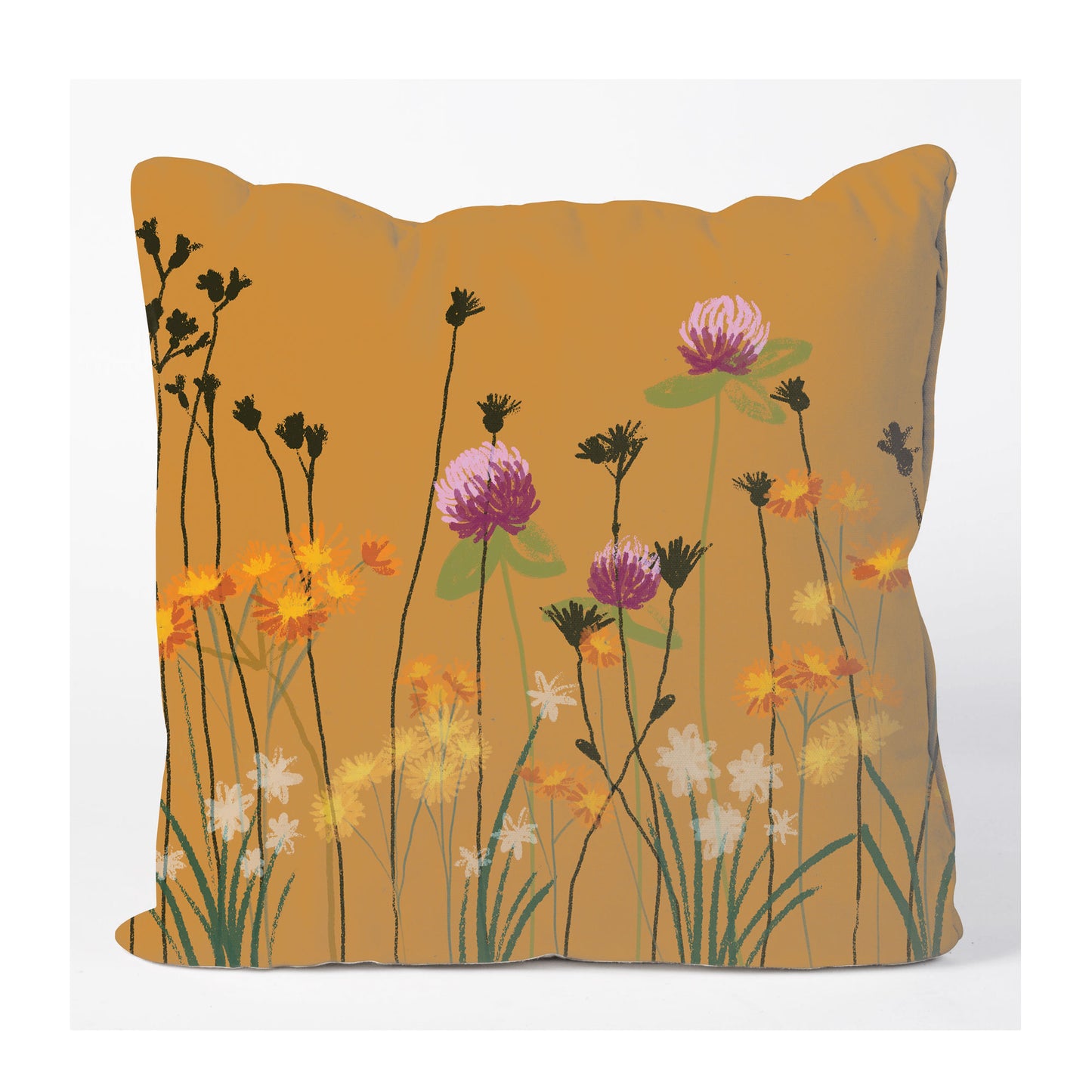 Amber Wildflower Square Cushion