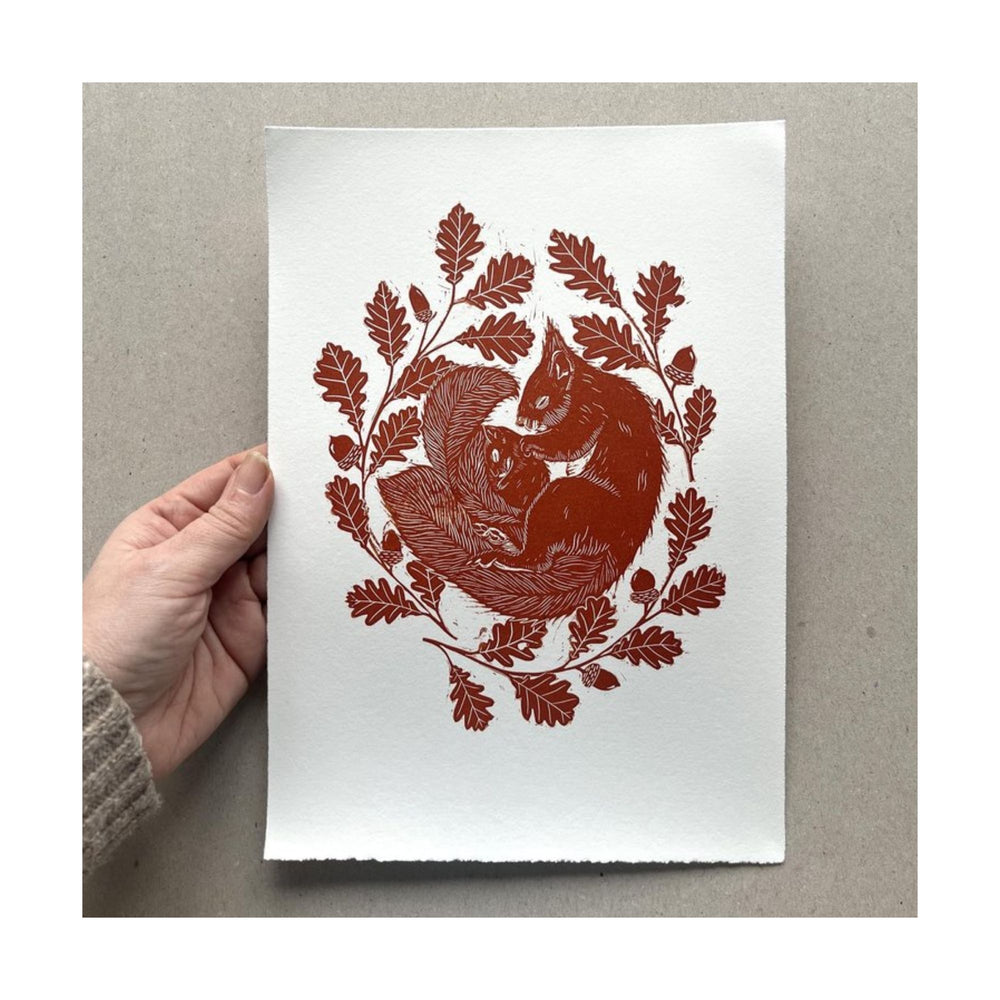 A Winter's Sleep - Squirrel - Limited Edition Lino Print