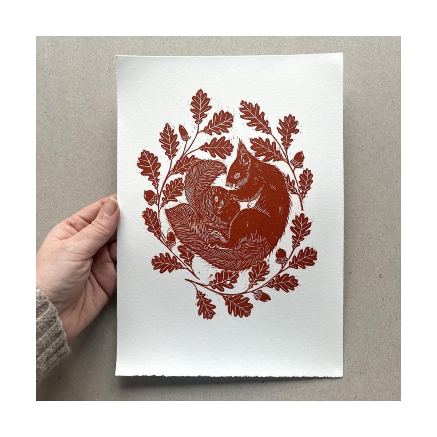 A Winter's Sleep - Squirrel - Limited Edition Lino Print