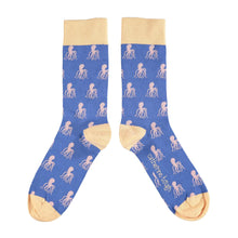  Women's Octopus Cotton Ankle Socks in Blue & Peach