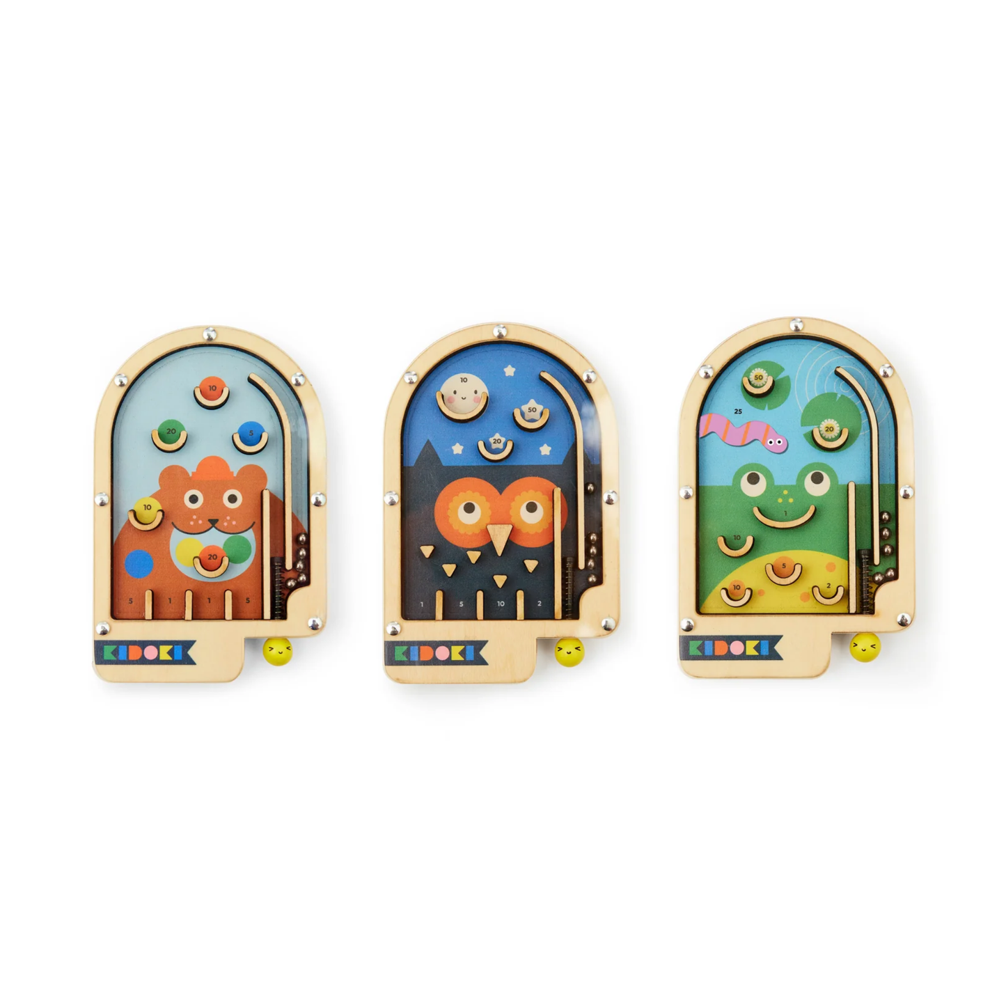 Three colorful children's door panels with animal illustrations on a white background