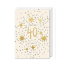  You're 40 card with gold stars and black confetti