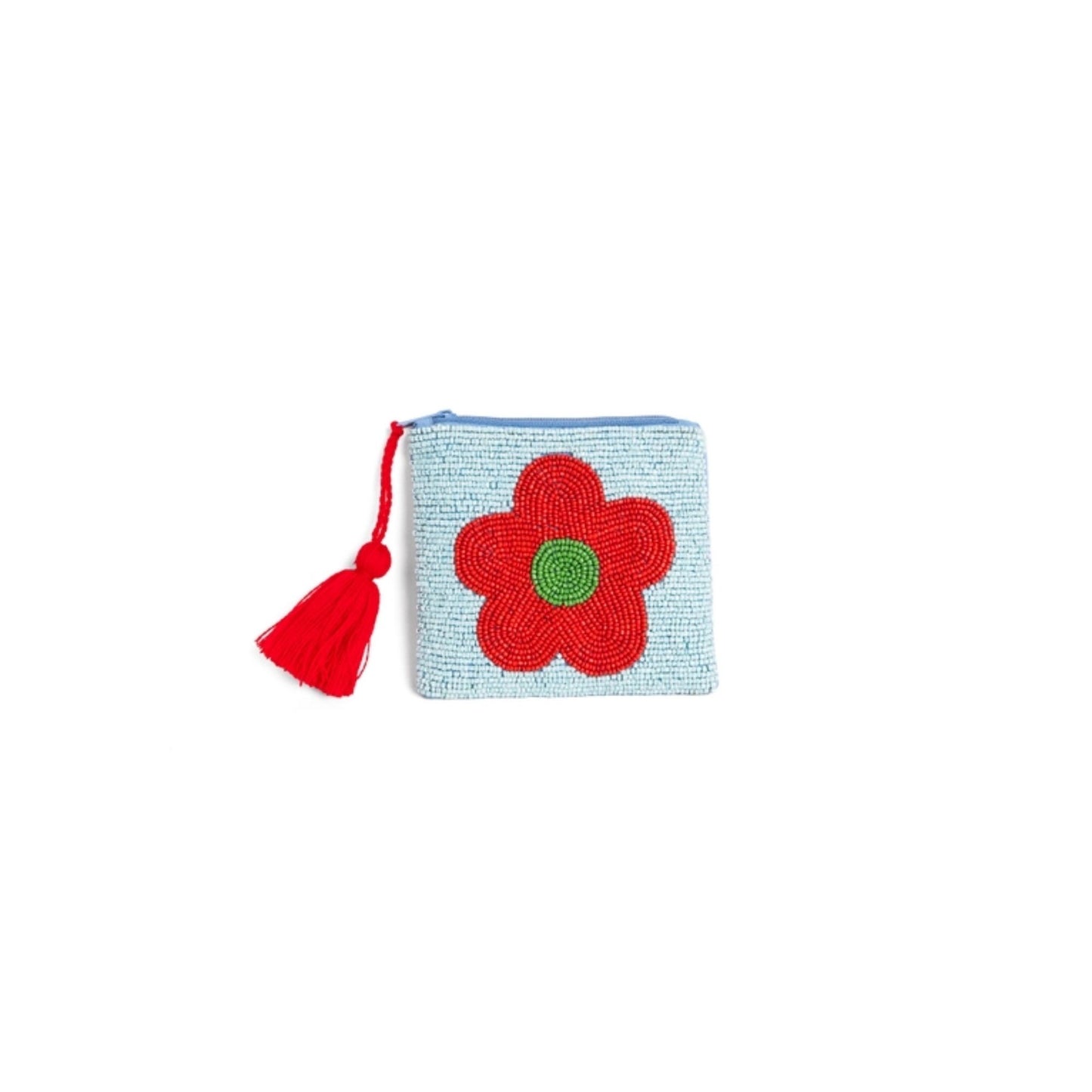 Red Flower Beaded Purse