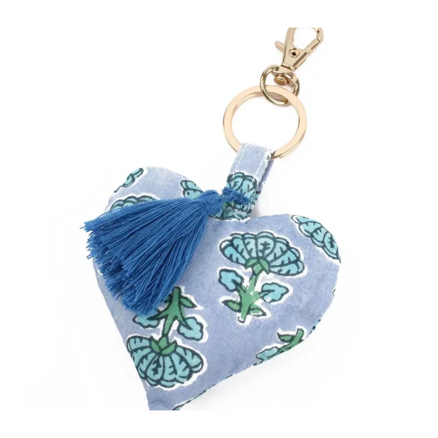 Blue Tassel Heart Keyring